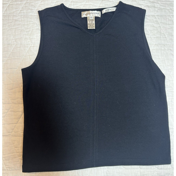 Evan Picone Tops - Evan-Picone Black Sleeveless Women's cotton Spandex tank top V-Neck Sz S vintage